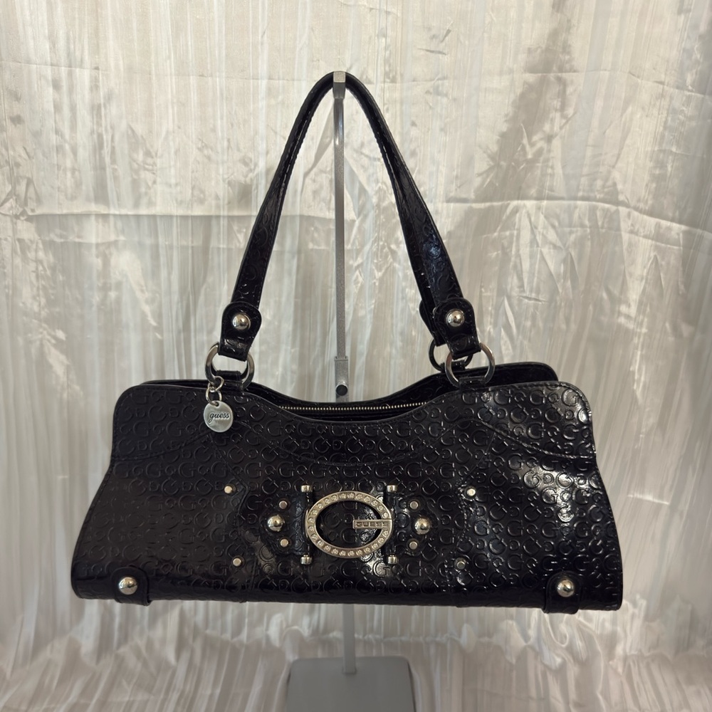 RARE VINTAGE GUESS Y2K Black Embossed Shoulder Bag [DEADSTOCK]